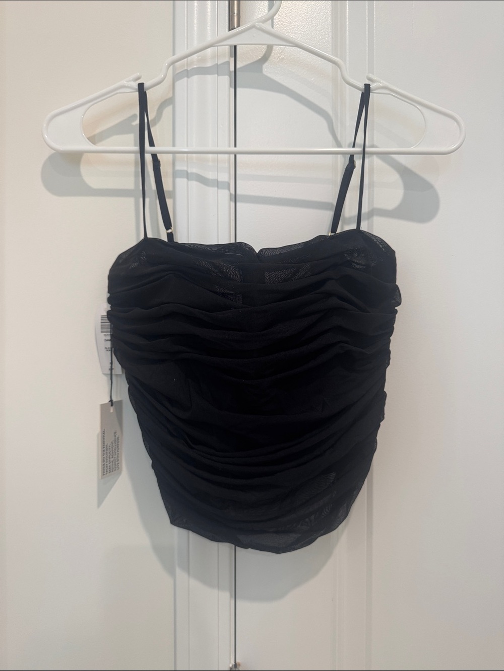 Babaton Black Ruched Spaghetti-Strap Camisole